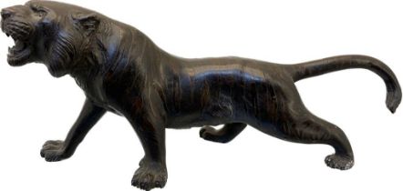 Antique Japanese Meiji period Bronze sculpture of a tiger. [20cm in length]