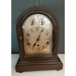 Antique German West Minster Chime Bracket mantel clock. Comes with key and pendulum. [34.5cm