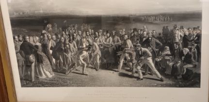 Large Antique engraving titled 'The Golfers , A Grand Match Played At St Andrews Links'. Engraved by