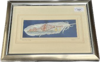 R. Storm Painting on a feather titled 'Forth Rail Bridge' [Frame- 25.5x34.5cm]