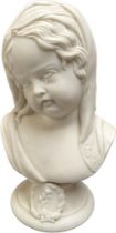 Antique W.H. Goss Parian Ware bust of a child crying. [22cm high]