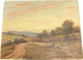 Oil painting on canvas mounted on a wooden board; 'In Marshwood Vale, Dorset' Signed W.G. Rich. [