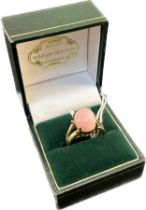 9ct yellow gold ladies ring set with a pink hardstone [6 Grams] [Ring size N]