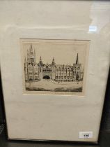 Original Etching titled 'Marshall College Aberdeen' by Donald Crawford. [Frame- 39x28.5cm]