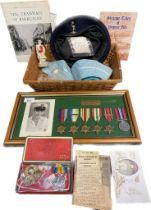 Framed WW2 Medal set; P.O. WILLIAM BURGESS ROYAL NAVY- Five stars and medal. Tin containing WWI