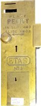 19th Century solid brass No5 ETAS penny toilet door lock. [32.5x10cm]