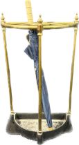 Antique brass umbrella/stick stand, with liner