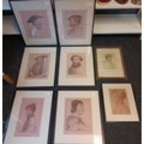 Six coloured engravings ''His Majestrys Collection'' along with 2 others. [54x46cm]