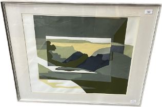 Richard Wash Limited edition block print depicting landscape. Signed, dated 1968 and ltd 6/10. [