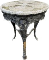 An antique cast iron based garden table [75x61cm]