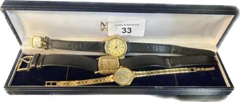 Three various vintage ladies watches; Omega De Ville watch, Rotary Quartz watch and Stubbs Quartz