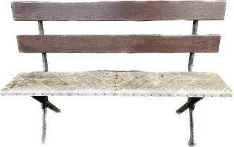 A antique cast iron & wooden slats garden bench [89x135x43cm]