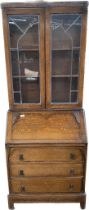 An art deco oak bureau bookcase [186.5x73x43]