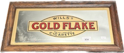 Antique Will's Gold Flake Advertising mirror. Fitted within an oak frame. [26x52cm]