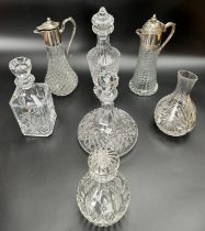 A Selection of crystal decanters and wine crafts; Waterford decanter and stopper, Royal Doulton wine