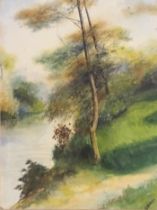 R.Teareys Watercolour depicting autumn riverscape, signed. [Frame 56x44cm]