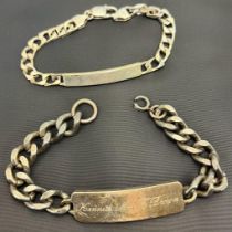 Two Silver I.D. Bracelets; London silver heavy I.D. Bracelet and smaller 925 silver I.D. Bracelet.