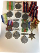Miscellaneous WWII medals; 1939-45 B.W.M. x 7; Defence medal x 2; Atlantic Star x 2; Africa Star. (