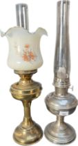 Two antique paraffin lamps. [Tallest- 59cm high]