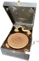 Vintage portable gramophone produced by Columbia
