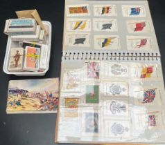 Collection of Vintage Silk and card cigarette cards; Kensitas National flag cards, Players war medal