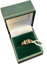 9ct yellow gold Garnet and diamond stone set ring. [Ring size P] [2.59grams]
