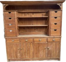 A large farmhouse pine 2 section dresser with fitted drawers [220x217x43]