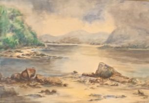 Jean McLay Antique watercolour depicting landscape, signed. [Frame 45x55cm]