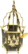 Heavy brass and glass porch/ hall way bird cage lantern/ ceiling light. [65cm high]