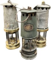 Three various antique Minors lamps. Prima- British made, Type A-1- Newcastle Upon Tyne & Davis