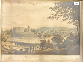 Antique engraving 'The Town of Linlithgow' drawn on the spot by I.Clarke. [Frame 58cm x70cm]