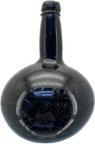 Scottish 18th/ 19th century dark green bulbous wine bottle. Engraved to the front- 'John Jenat