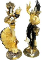 Two large Murano flamenco dancers signed by G Toffolo. [38cm high]