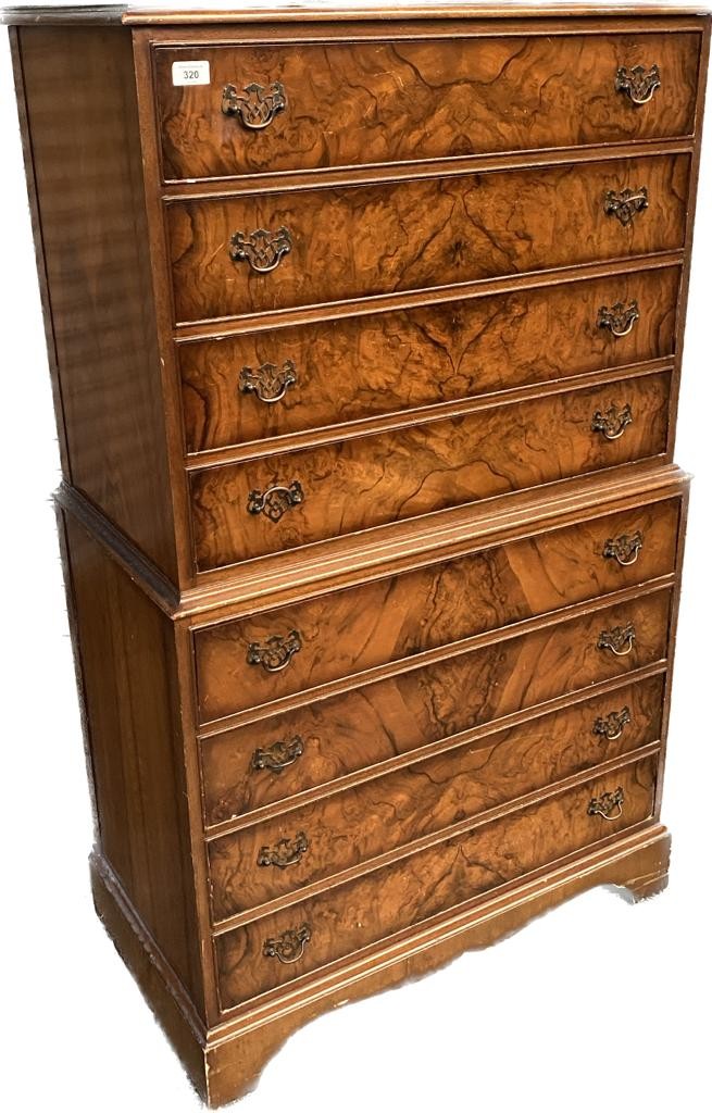 A reproduction walnut 4 over 4 chest on chest [137x80x45] - Image 2 of 3