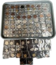 Tray of mixed British Silver and pre decimal coins; 1905 two shilling.