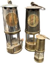 Two antique minors lamps and one smaller lamp; Eccles minor lamp, Berwood Engineering Co Ltd- Type