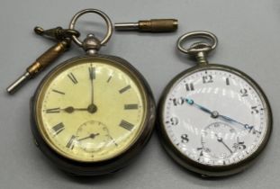 Antique Birmingham silver full hunter pocket watch in a working condition, together with one other