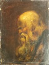 18th/19th Century oil on wooden panel depicting side profile of a bearded gentleman. [24x19cm]