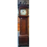 19th century Antique mahogany cased grandfather clock, the face with roman numerals and numbers