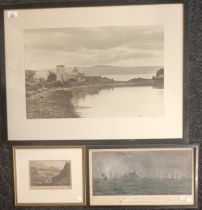 Small engraving ''The Stones Quarries'' engraved by W.Wallis and coloured print ''Off Jutland 6-21pm