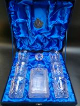 A Glencairn glass decanter set in fitted silk inserted box