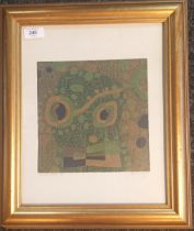 P.J Nolle Coloured block print titled 'Head' , signed and dated '69. [Frame 48x38cm]