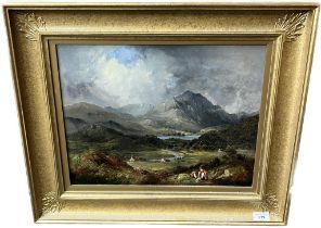 Scottish School- 19th century Original oil on board; 'From the Hills above Bridge of Turk, Loch