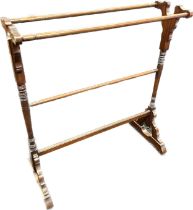 19th century mahogany rail, raised on trestle legs