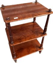 Antique Mahogany three tier whatnot [89x56x40cm]