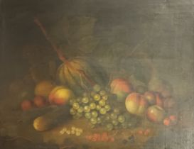 19th Century English School, oil on canvas depicting still life of fruit, unsigned. [Frame 48x59cm]