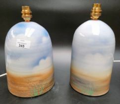 A pair of mid century style UIG studio pottery table lamps