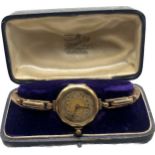 Antique ladies 9ct yellow gold cocktail watch, 15 jewels. In a working condition- may need a