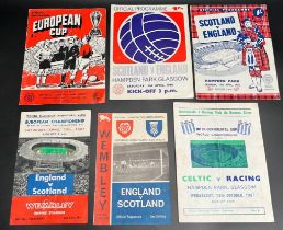 A Lot of six various football programmes; England Vs Scotland European Championship 1967, Wembley