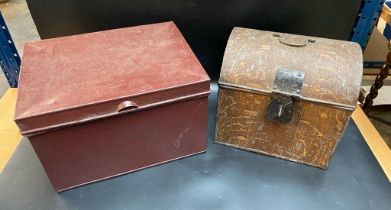 A collection of two antique deed boxes